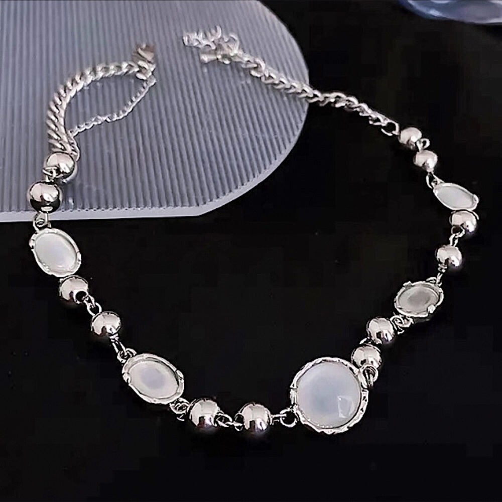 ⚜️𝟯𝟬%𝗢𝗙𝗙 𝗯𝘂𝗻𝗱𝗹𝗲𝘀 𝟯+⚜️ NEW Moonstone Trendy Silver Necklace - Picture 8 of 11